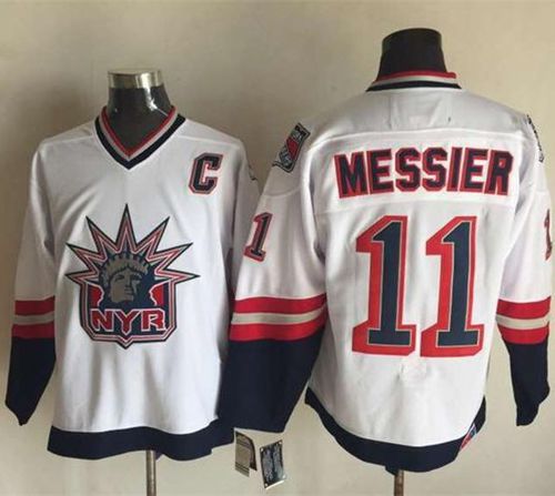 Rangers #11 Mark Messier White CCM Statue of Liberty Stitched NHL Jersey - Click Image to Close